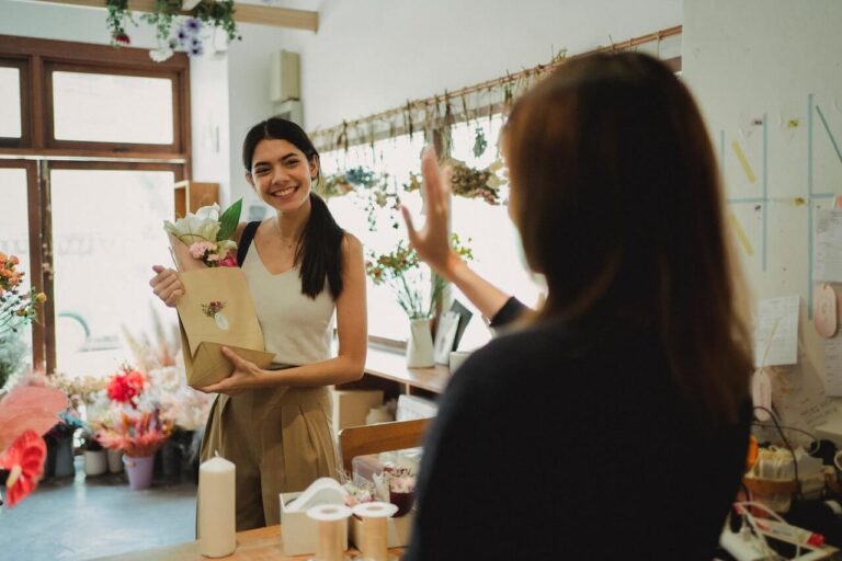 Female customer in a flower shop