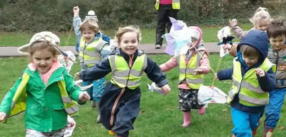Children in the nurseries running happily
